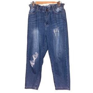 KANCAN Paperbag Boyfriend Jean Ultra High Rise Distressed Blue RX10652 Size 9/28